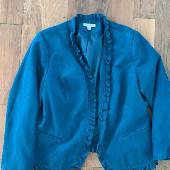 Dress barn Blue Ruffle Front Blazer Size 18/20 - Picture 4 of 11